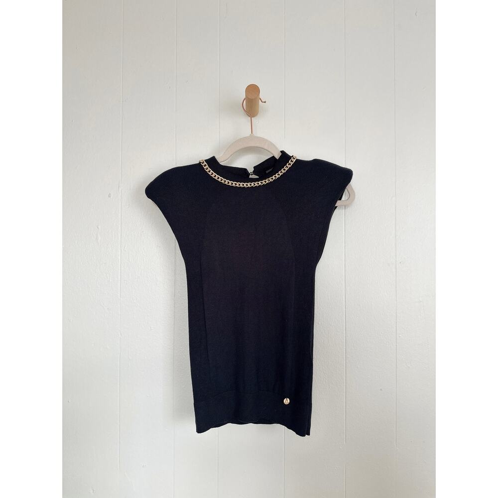 ARCHIVE Liu Jo Milano Padded Shoulder Knit Top - Made in Italy - Slim Fit S